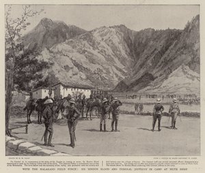 Con la Malakand Field Force, Sir Bindon Blood e il generale Jeffreys nel campo di Muta Shah da Henry Marriott Paget